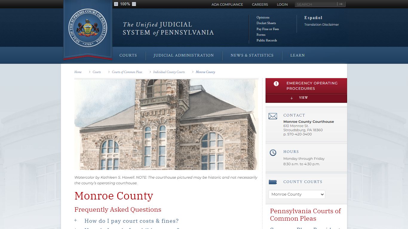 Monroe County | Individual County Courts | Courts of Common Pleas ...